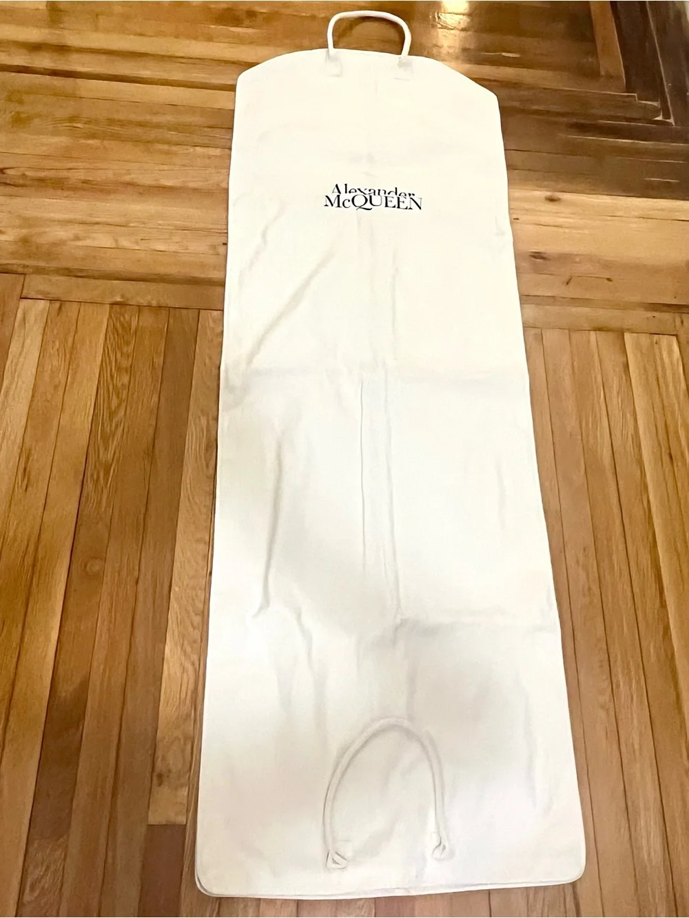 Alexander McQueen Garment Bag Ivory Canvas Foldable Travel Bridal Gown Storage